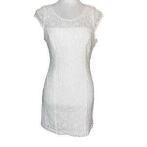 Hollister Women's Junior White Floral Lace Mini Dress Open Back Size 7